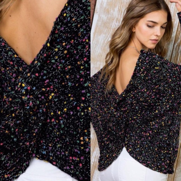 Sweaters - ‼️LAST ONE SIZE L‼️Black Confetti Twist Sweater
